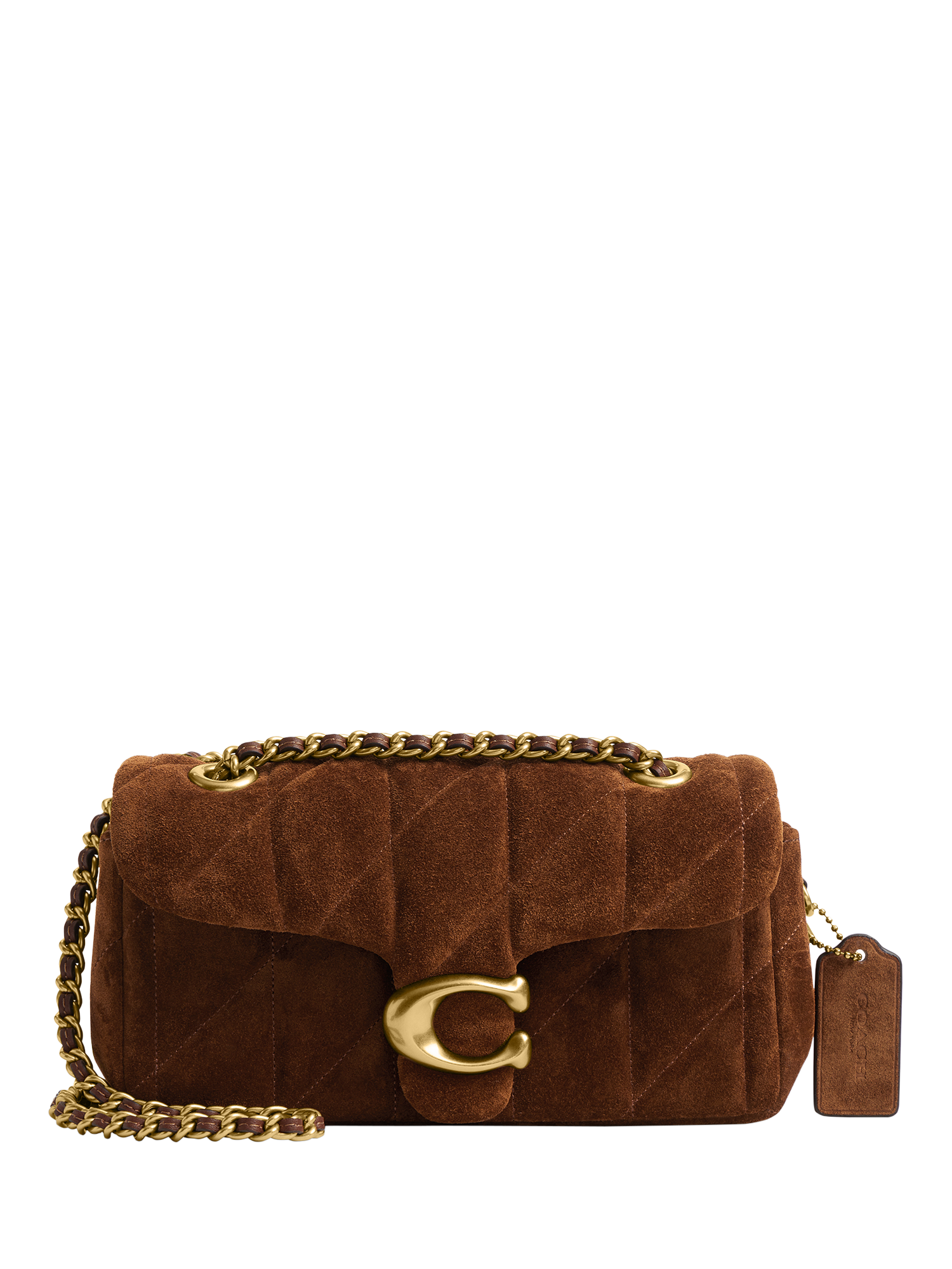 Product image 1 of 4, which shows Coach Tabby 20 Quilted Suede Shoulder Bag, Brown