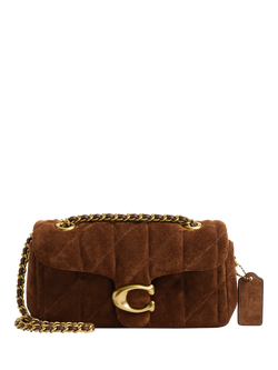 Coach Tabby 20 Quilted Suede Shoulder Bag, Brown, Brown