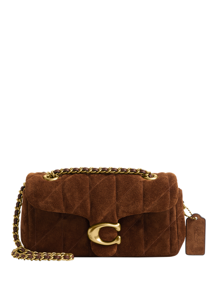 Coach Tabby 20 Quilted Suede Shoulder Bag, Brown, Brown