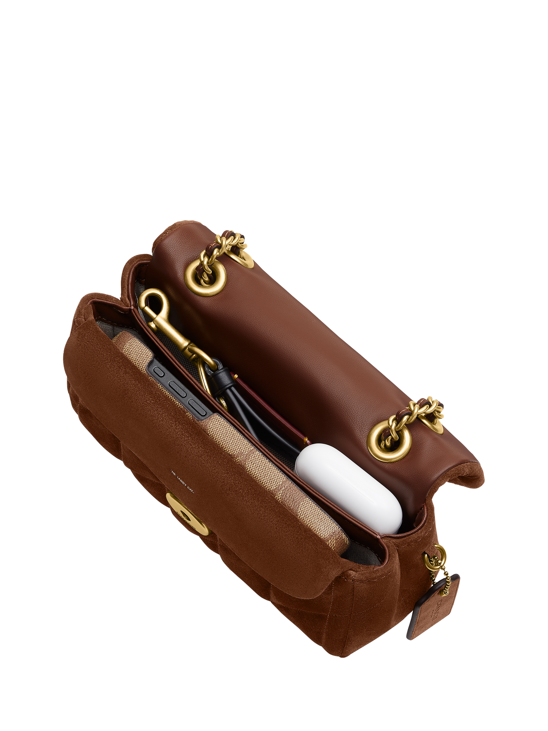 Product image 2 of 4, which shows Coach Tabby 20 Quilted Suede Shoulder Bag, Brown