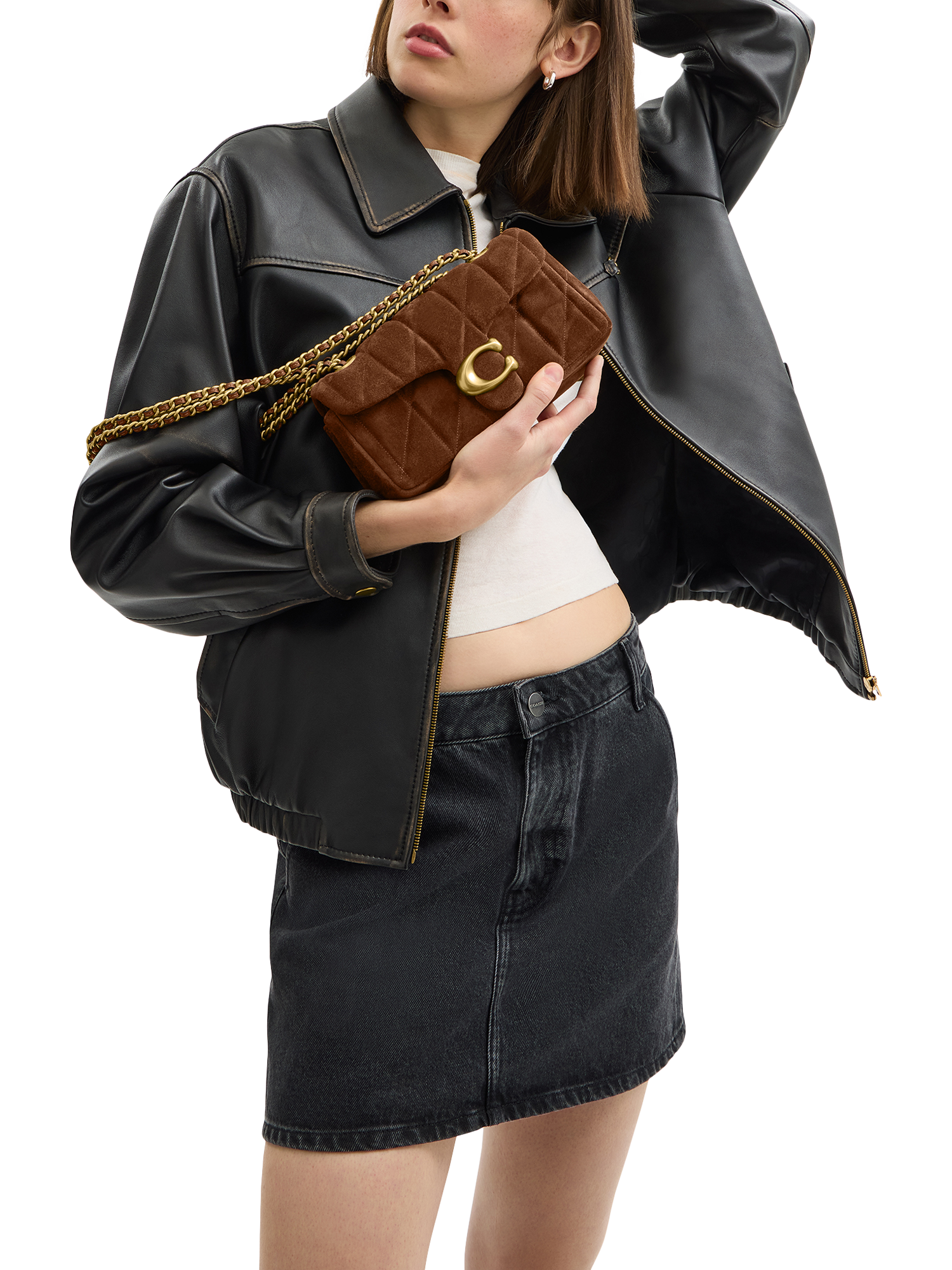 Product image 4 of 4, which shows Coach Tabby 20 Quilted Suede Shoulder Bag, Brown