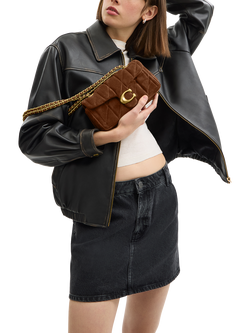 Coach Tabby 20 Quilted Suede Shoulder Bag, Brown - view 2, Brown
