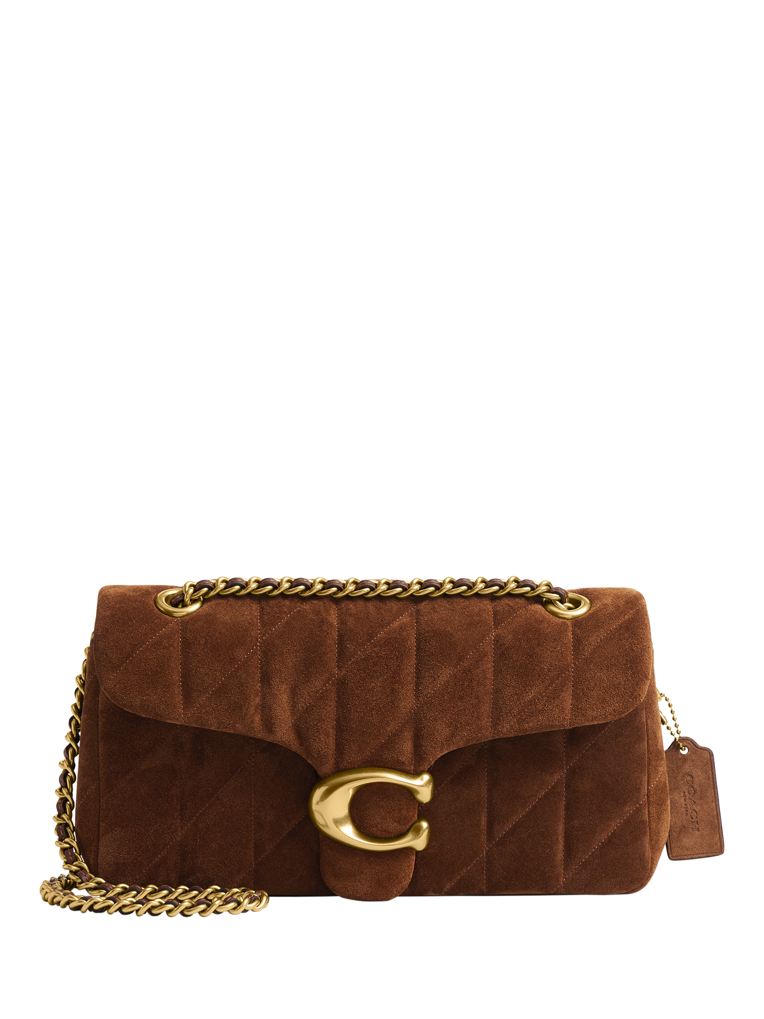 Product image 1 of 4, which shows Coach Tabby 26 Quilted Suede Shoulder Bag, Brown