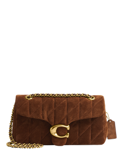 Coach Tabby 26 Quilted Suede Shoulder Bag, Brown, Brown