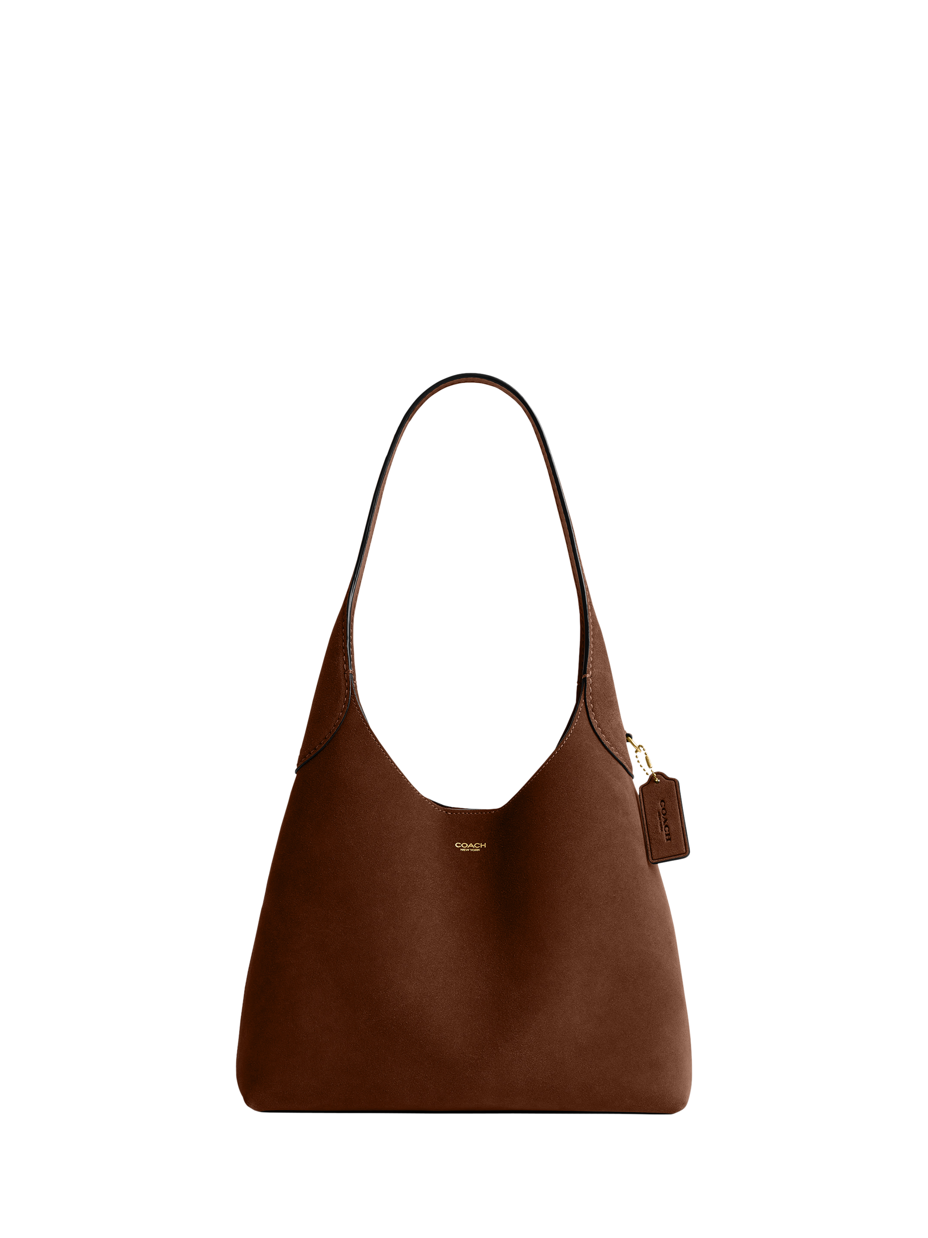 Product image 1 of 5, which shows Coach Brooklyn Suede Hobo 28 Bag, Brown