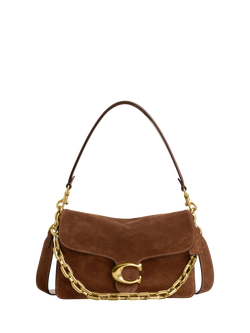 Coach Chain Tabby Suede Multiway Shoulder Bag, Brown, Brown
