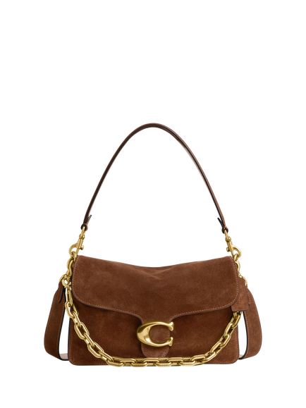 Coach Chain Tabby Suede Multiway Shoulder Bag, Brown, Brown