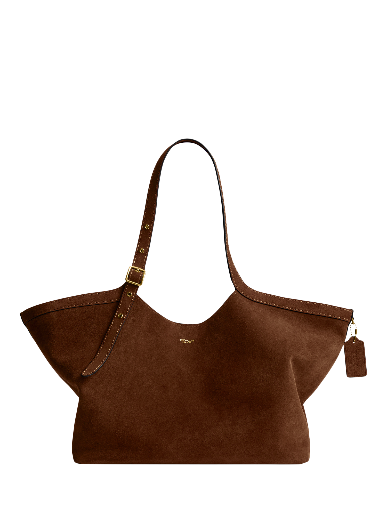 Product image 1 of 2, which shows Coach Gramercy Suede Tote Bag, Brown