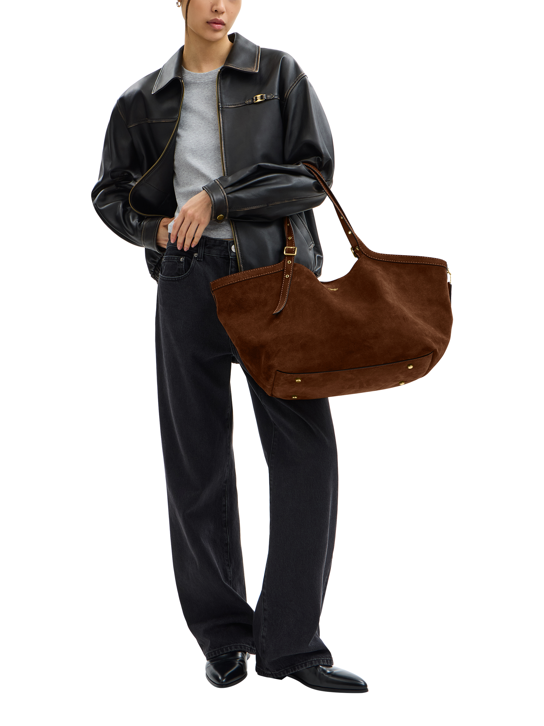 Product image 2 of 2, which shows Coach Gramercy Suede Tote Bag, Brown