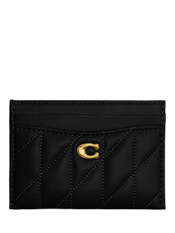 Coach Leather Quilted Card Case, Black, Black