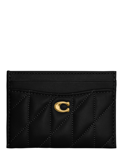 Coach Leather Quilted Card Case, Black, Black