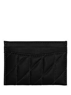 Coach Leather Quilted Card Case, Black - view 2, Black