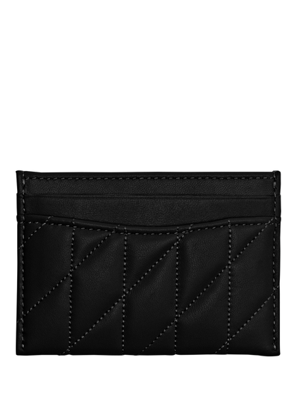 Coach Leather Quilted Card Case, Black - view 2, Black