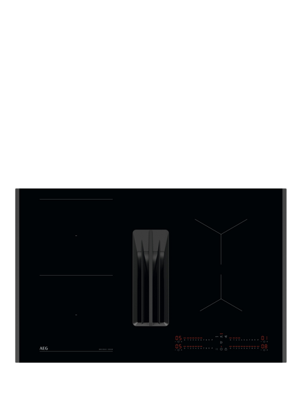 AEG TH84CB03FB 80cm Extractor Induction Hob with Bridging Zone & Bevelled Side Edges, Black, Black