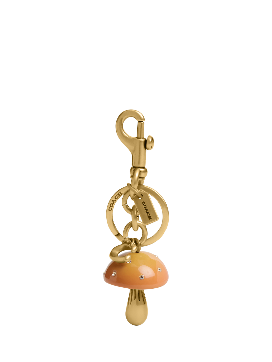 Product image 1 of 2, which shows Coach Mushroom Bag Charm, Gold/Yellow