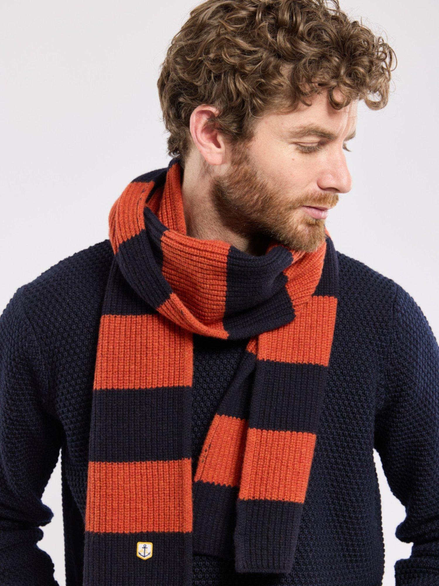 Armor Lux Striped Ribbed Wool Scarf, Navire