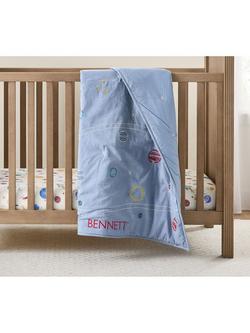 Pottery Barn Kids Baby Space Cotton Quilted Bedspread, Chambray - view 2, Chambray