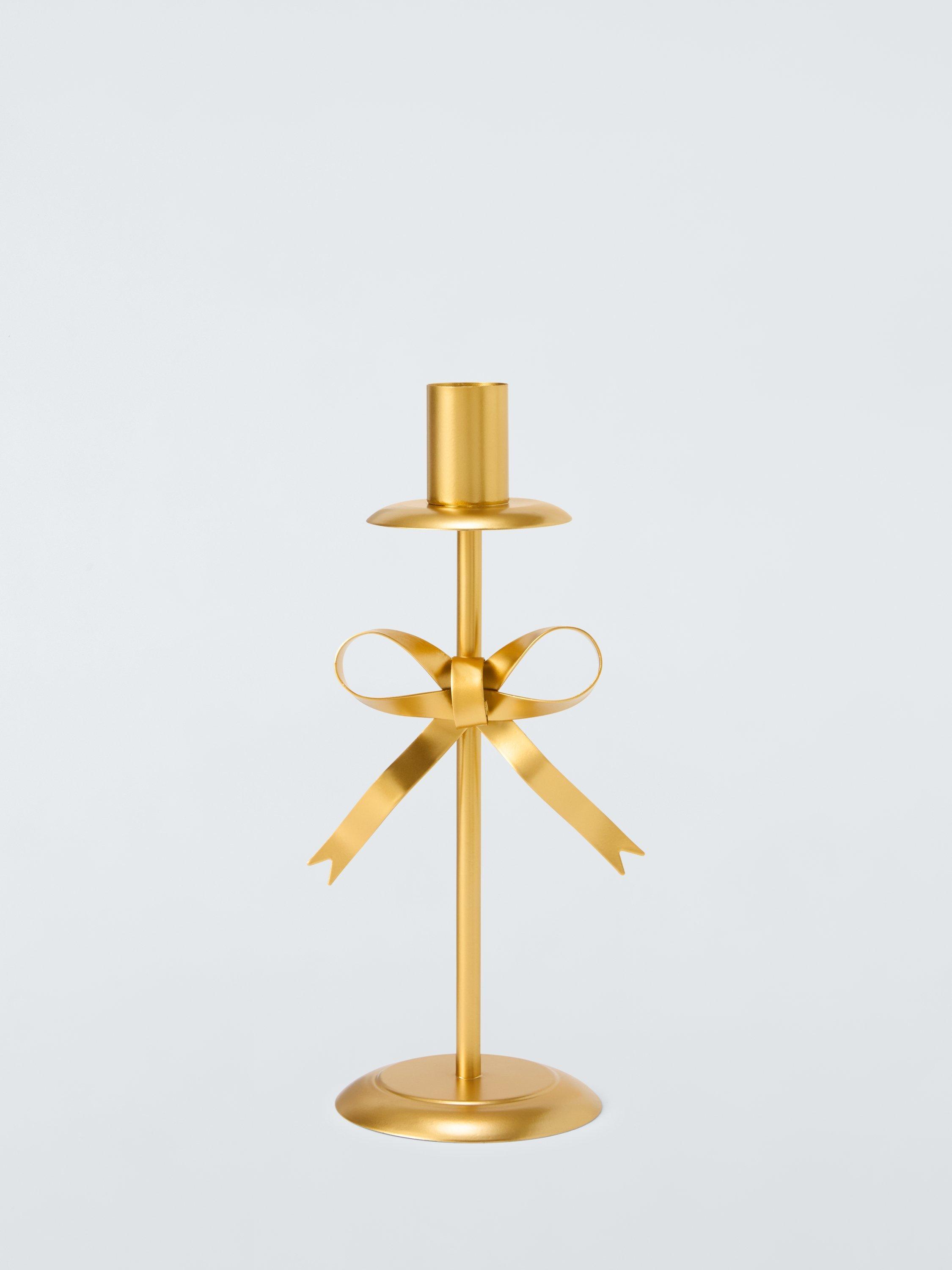 John Lewis Tall Metal Bow Candle Holder, Gold