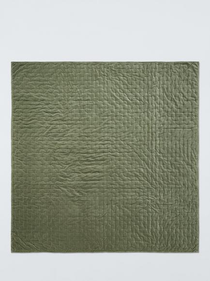 John Lewis Cotton Velvet Quilt - view 2, Avocado