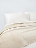 John Lewis Cotton Velvet Embroidered Stitch Bedspread, Champagne