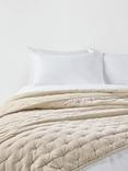 John Lewis Cotton Velvet Quilted Bedspread, Putty