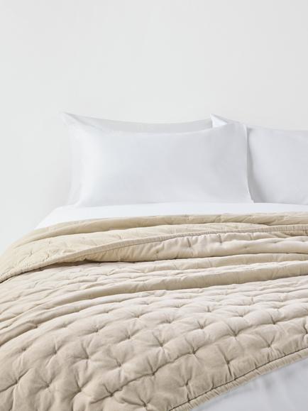 John Lewis Cotton Velvet Quilt, Putty