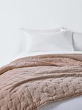 John Lewis Cotton Velvet Quilted Bedspread, Rosa