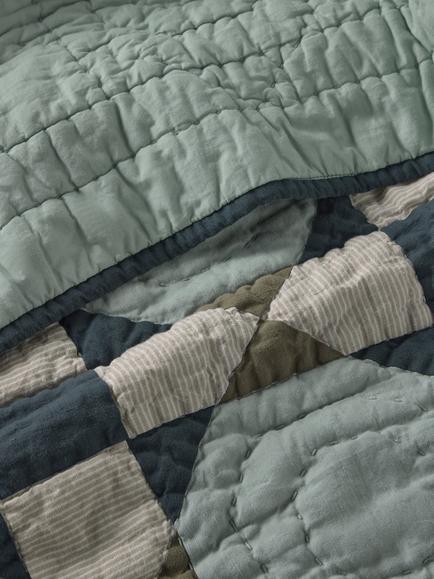 John Lewis Diamond Patchwork Quilt, Sage, Green