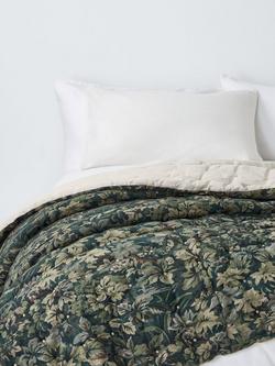John Lewis Giardino Linen Blend Quilted Bedspread, Green, Green