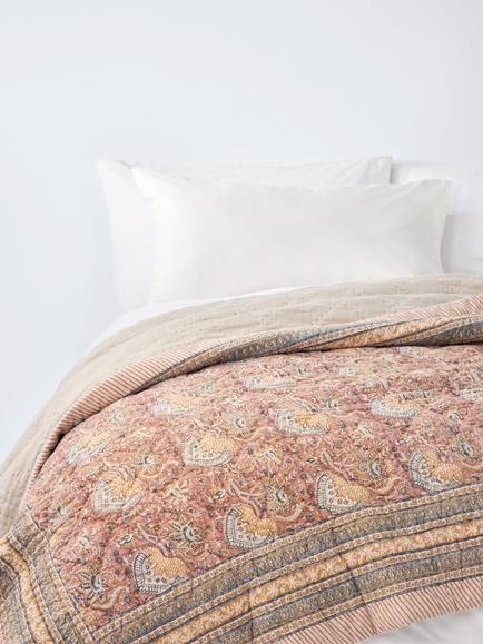 John Lewis Lotus Block Printed Quilt, Multi, Multi Multi