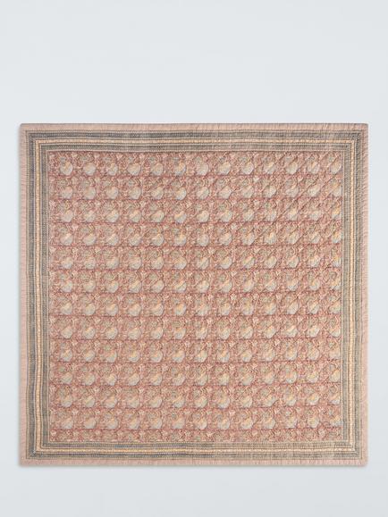 John Lewis Lotus Block Printed Quilt, Multi - view 2, Multi Multi