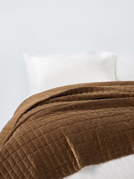 John Lewis Velvet Modern Luxe Quilt, Copper, Copper
