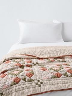 John Lewis Patchwork Quilted Cotton Blend Bedspread, Avocado