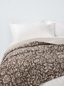 John Lewis Widemar Linen Blend Quilted Bedspread, Cocoa