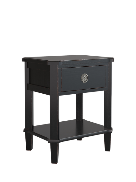 Laura Ashley Henshaw 1 Drawer Side Table, Black, Black