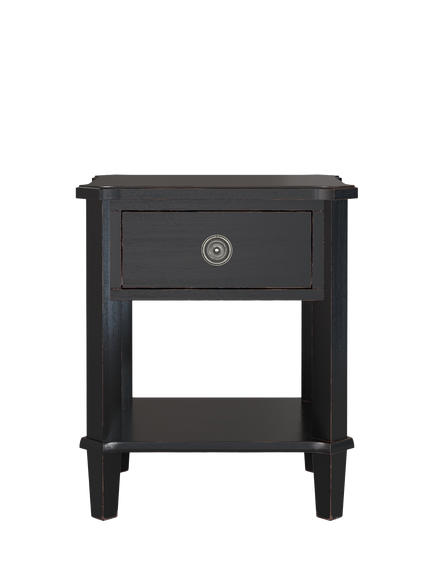 Laura Ashley Henshaw 1 Drawer Side Table, Black - view 2, Black