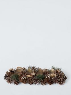 John Lewis Pinecone & Star Triple Tealight Holder, Natural