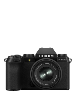 Fujifilm X-S20 Compact System Camera with XC 15-45mm Lens, 6K/4K Ultra HD, 26.1MP, Wi-Fi, Bluetooth, OLED EVF, 3” Vari-angle LCD Touch Screen, Black, Black
