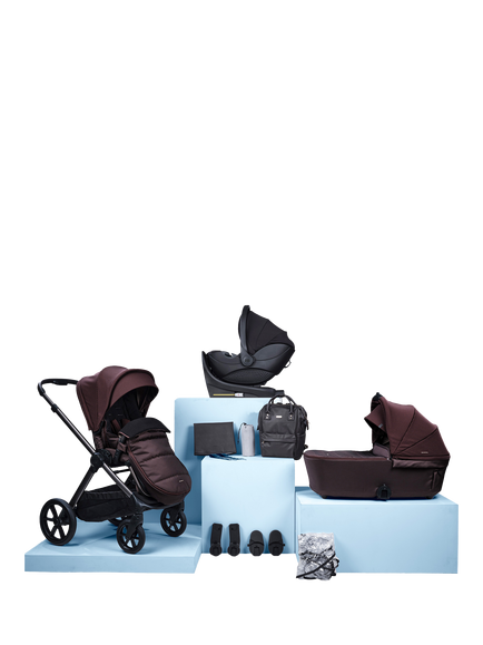 BabaBing! Raffi 2.0 Pushchair & Accessories with i-Size Hera Verto Spin Car Seat & ISOfix Car Seat Base Bundle, 12 Piece, Heritage