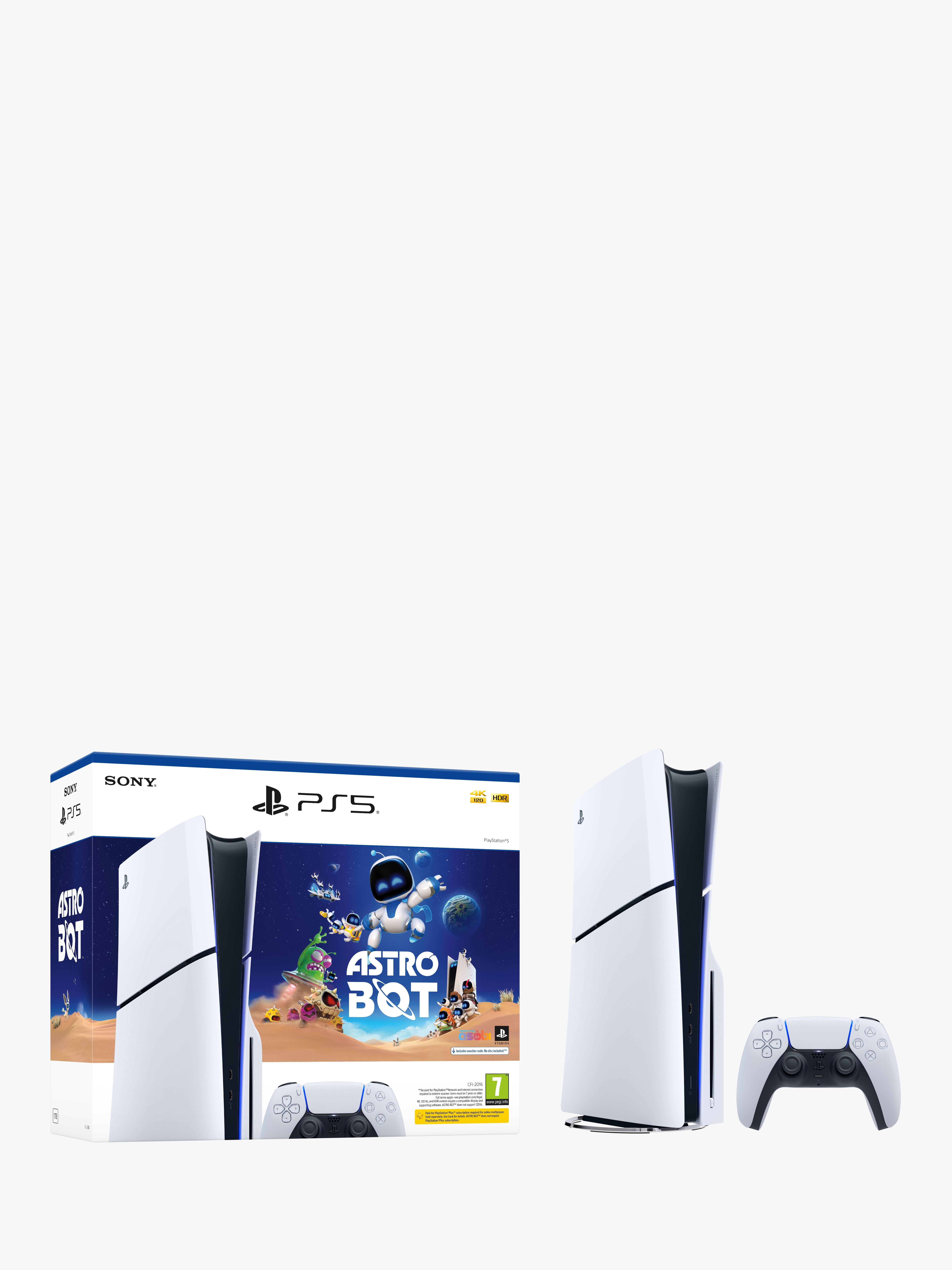 PlayStation 5 (Model Group - Slim) Console with DualSense Controller, White and Astro Bot Bundle