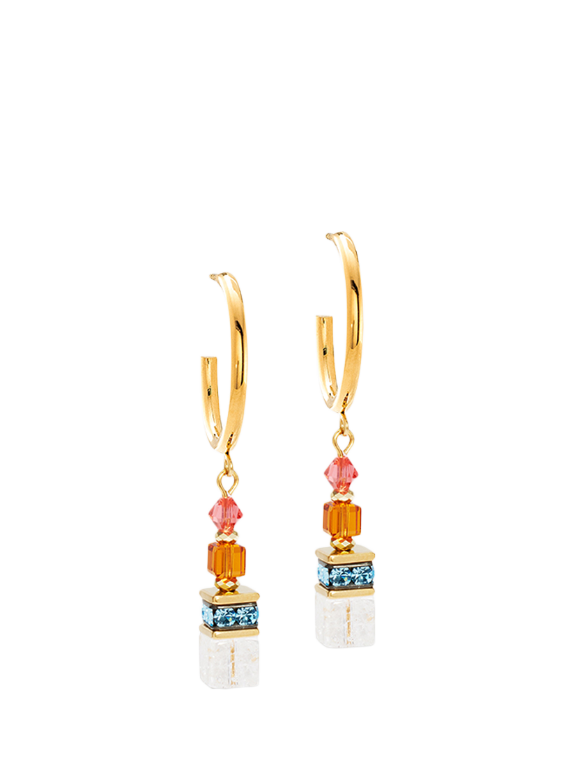 Product image 1 of 1, which shows COEUR DE LION GeoCUBE® Fusion Summer Hoop Earrings, Gold Sunset