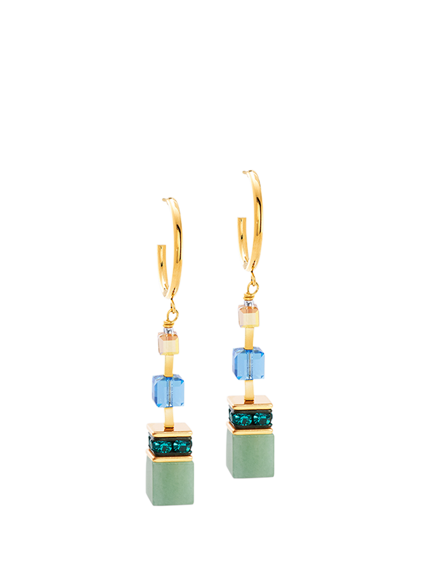 Product image 1 of 1, which shows COEUR DE LION GeoCUBE® Precious Statement Earrings, Gold Spring
