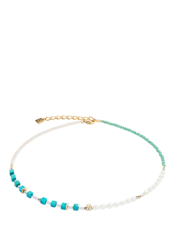 COEUR DE LION Princess Fusion Pearls Necklace, Gold/Turquoise, Gold/Turquoise
