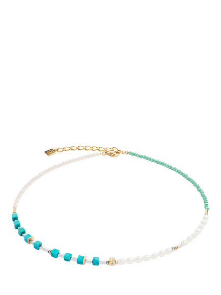 COEUR DE LION Princess Fusion Pearls Necklace, Gold/Turquoise, Gold/Turquoise