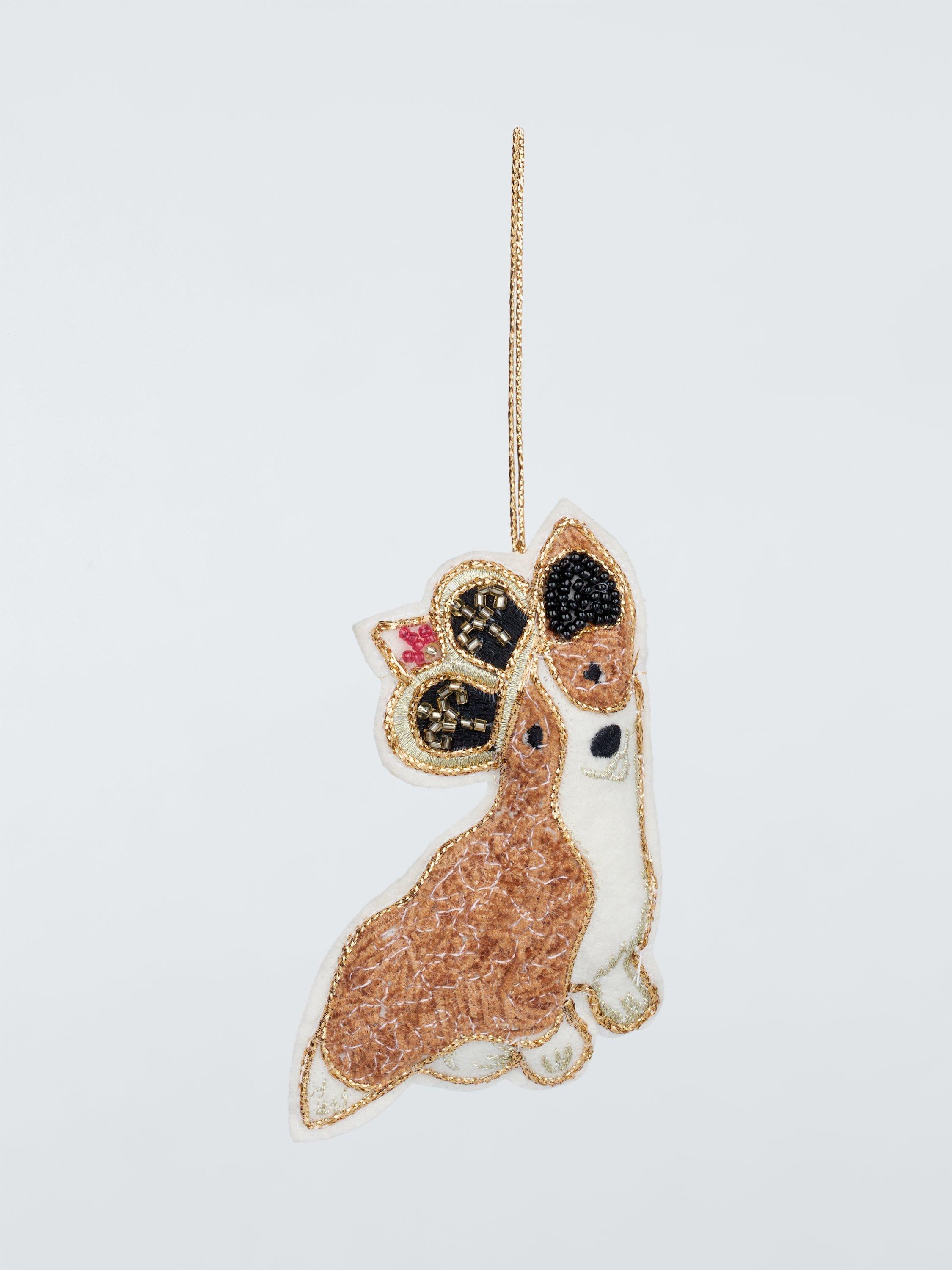 John Lewis Tourism Corgi with Crown Beaded Tree Decoration