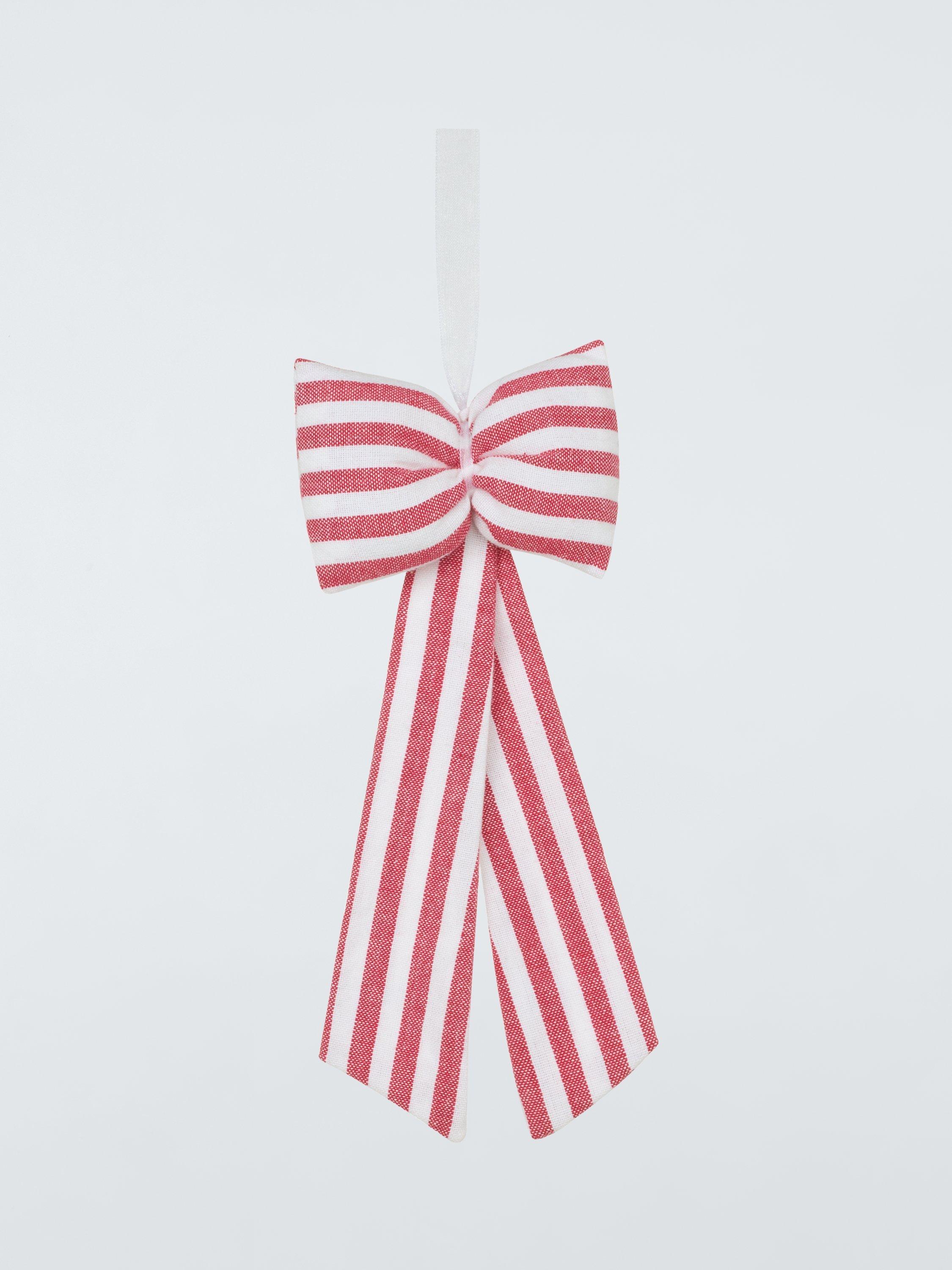 John Lewis Heirloom Splendour Striped Bow Tree Decoration, Pink