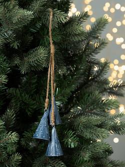 John Lewis Ancient Wonders Bell Trio Tree Decoration, Blue - view 2, Blue