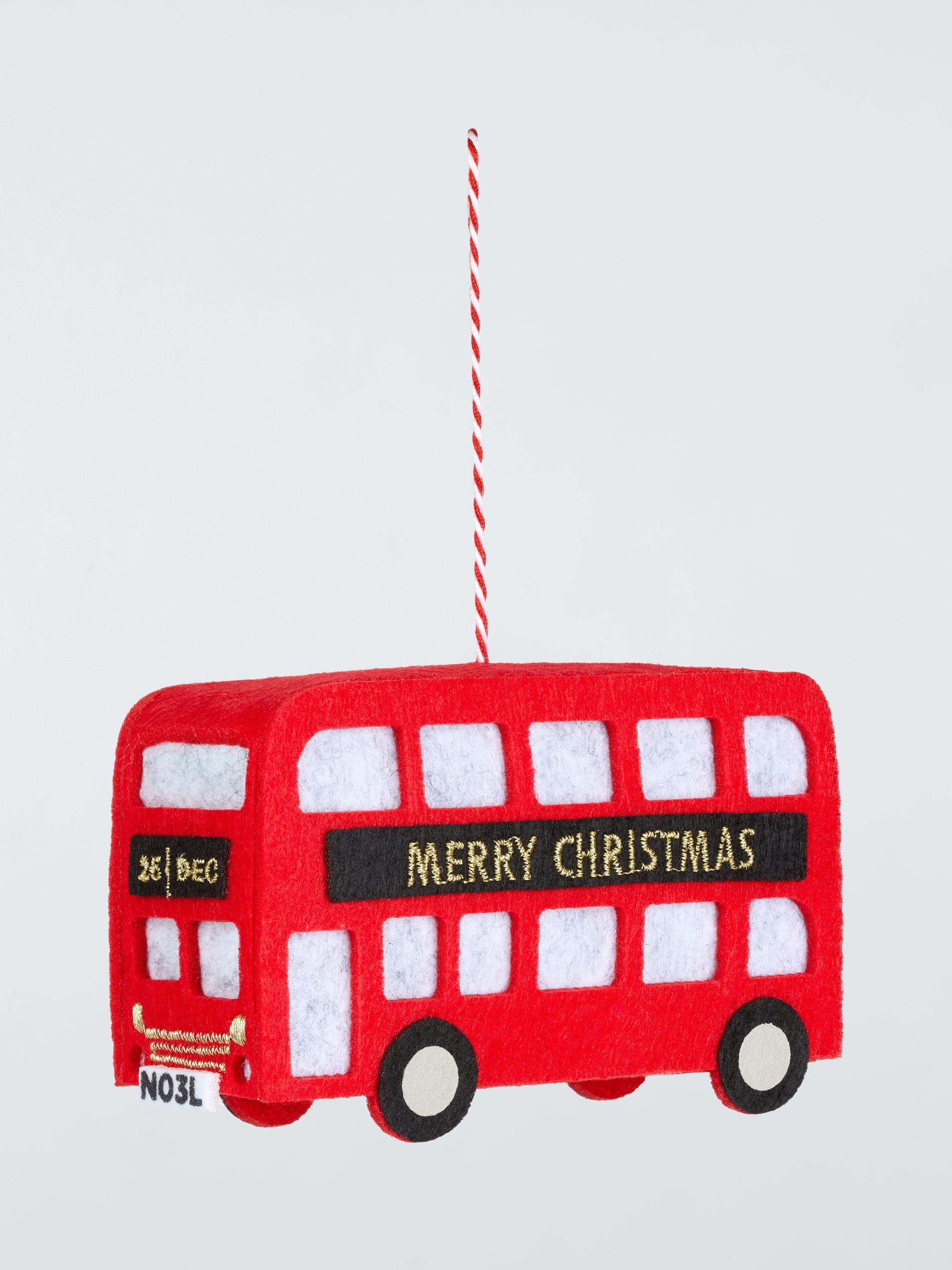 John Lewis Tourism Red Bus Felt Bauble