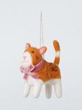 John Lewis Heirloom Splendour Cat with Bow Felt Tree Decoration