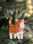 John Lewis Heirloom Splendour Cat with Bow Felt Tree Decoration